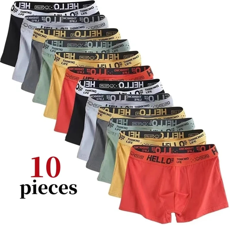 10-Pack Men's Boxer & Briefs – Breathable Stretch Underwear for All-Day Comfort